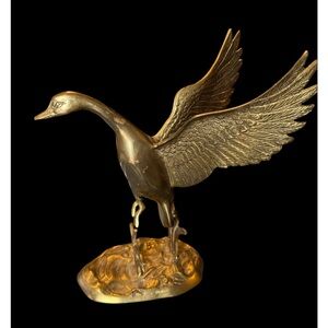 Elegant vintage brass flying duck /goose  Figurine
